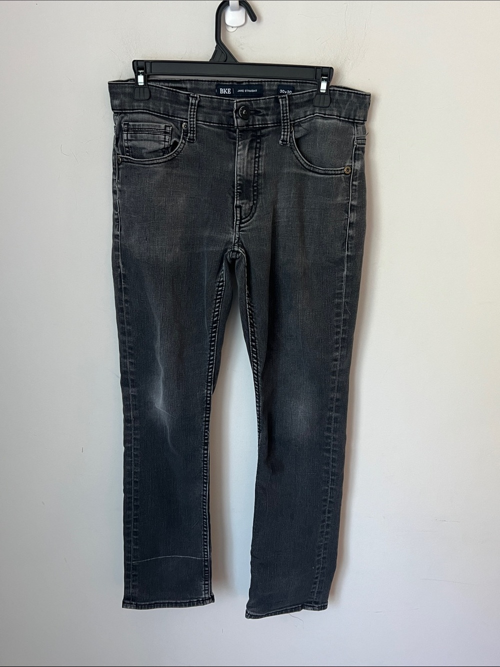 BKE Men’s Jake Straight Black Denim Jeans, size 30x30 ^
